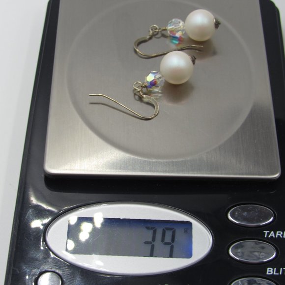 Sterling Silver Crystal & Odd Ball Dangle Earrings - Picture 4 of 4